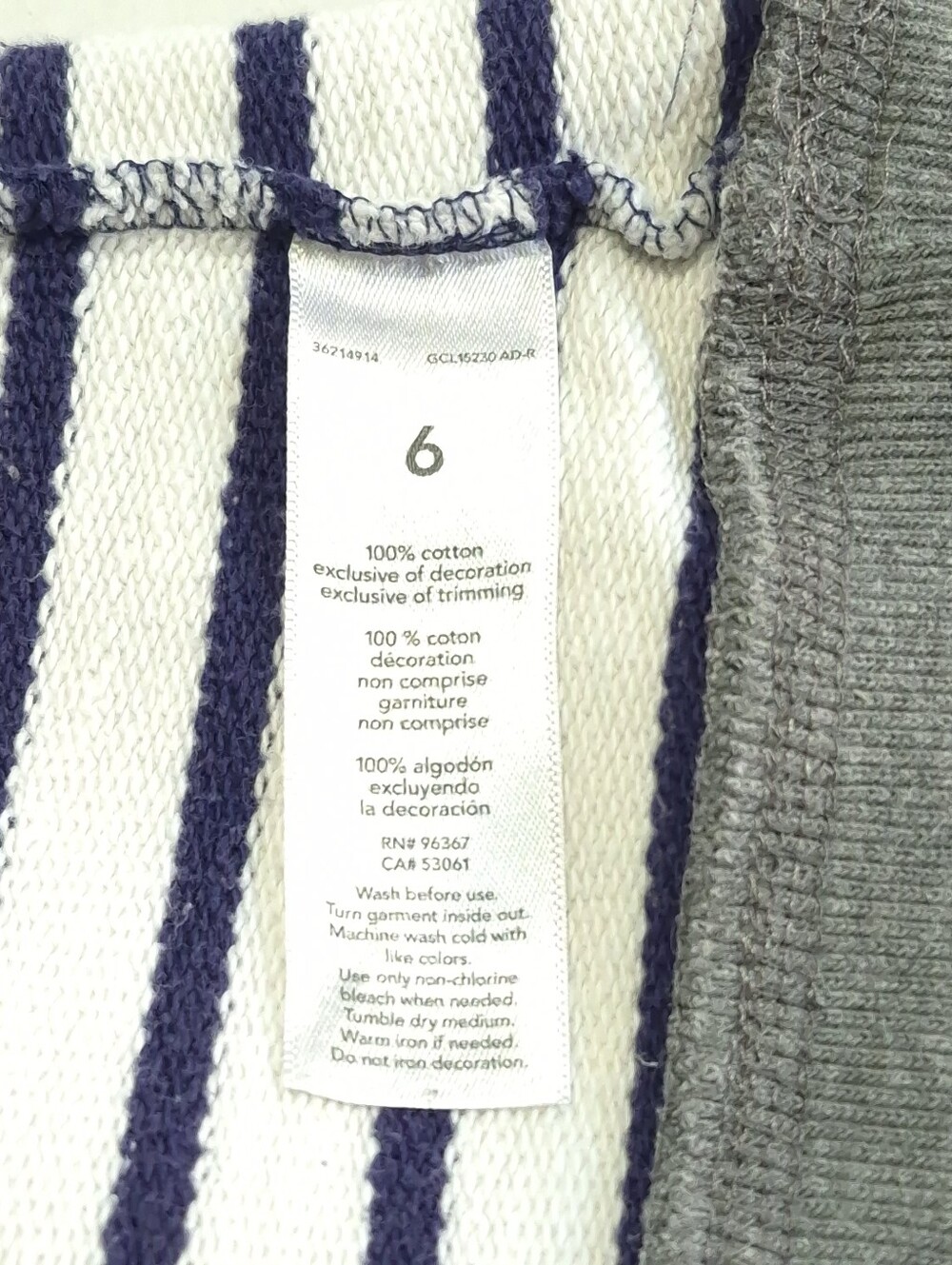 OshKosh B'gosh Boys Size 6 Blue White Striped Crewneck Sweatshirt Pullover - Picture 11 of 15